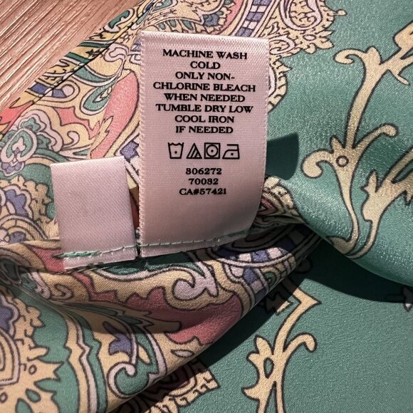 NWT Ann Taylor Turquoise & Pink Sleeveless Paisley Blouse medium - Picture 5 of 8